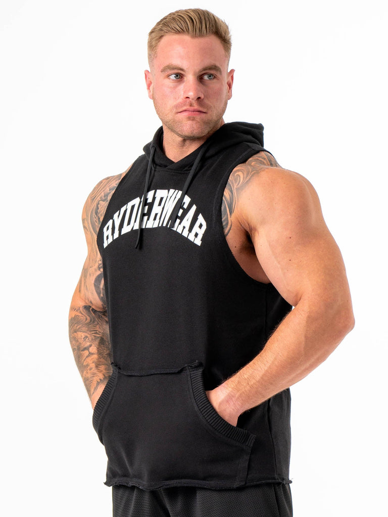 Collegiate Sleeveless Hoodie Black Ryderwear