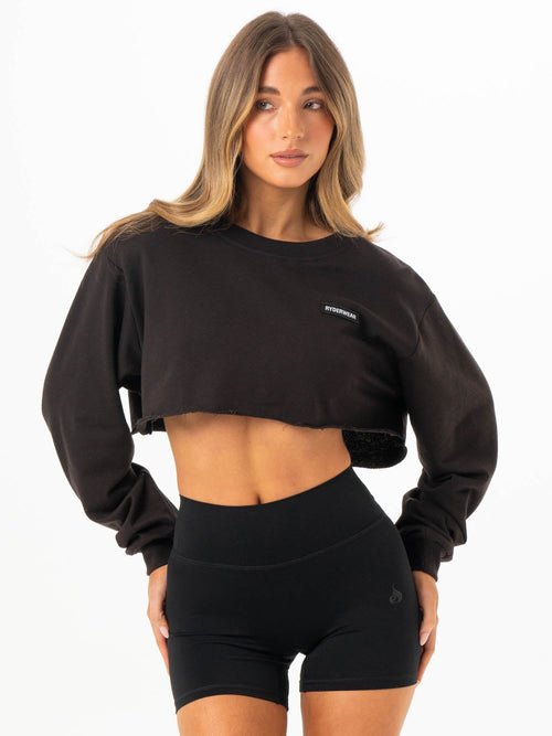 Cropped Sweater Washed Black