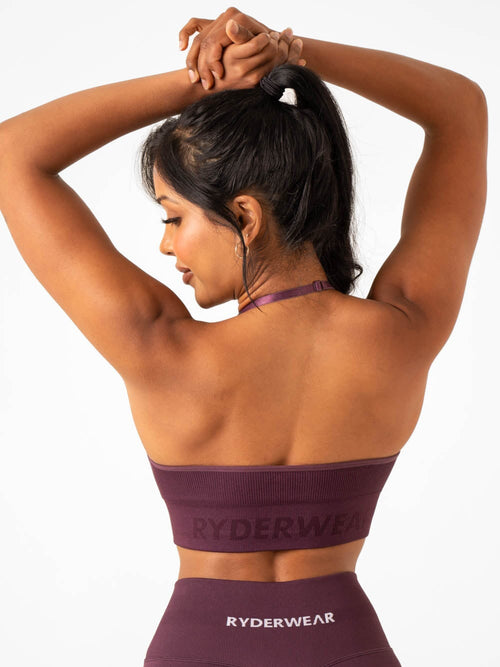 Lift Rib Seamless Halter Sports Bra Plum blue