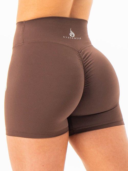 NKD High Waisted Scrunch Shorts Chocolate