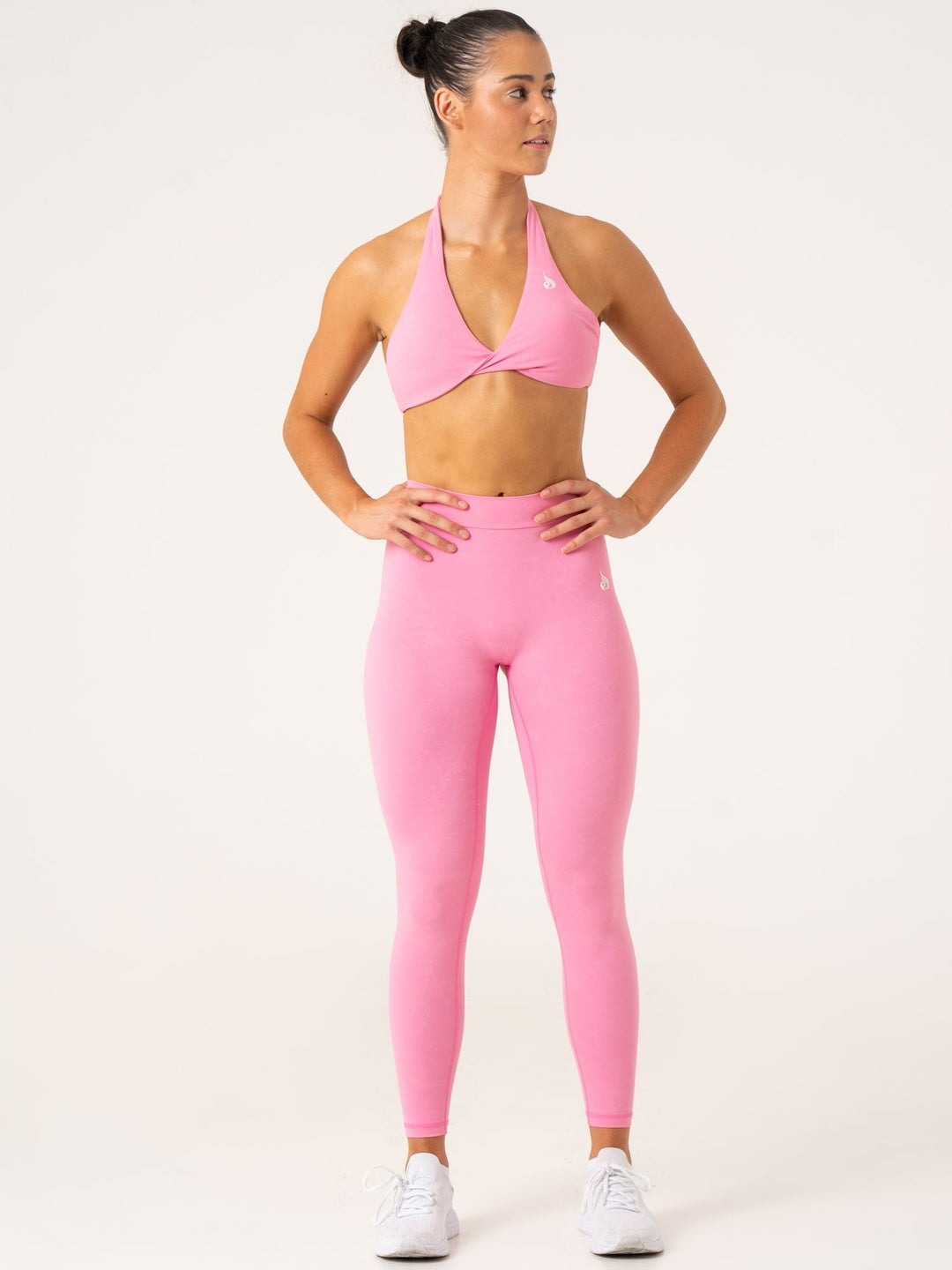 NKD Stonewash Halter Sports Bra - Pink Stonewash Clothing Ryderwear 