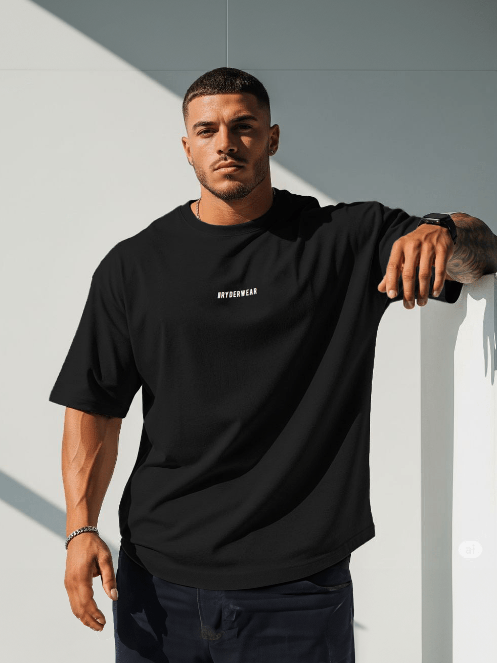 Pursuit Oversized T-Shirt - Black Stonewash - Ryderwear