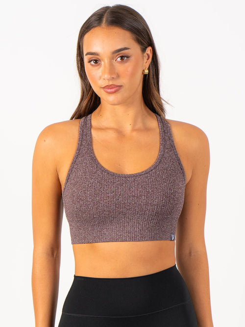 Rib Seamless Sports Bra Chocolate Marl