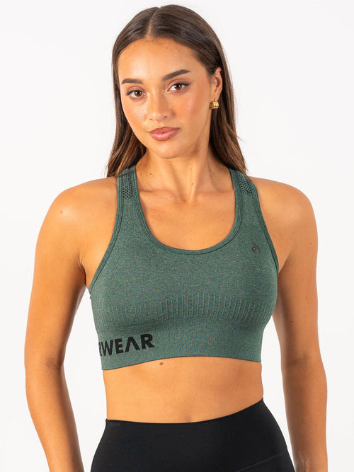 Seamless Staples Sports Bra Forest Green Marl