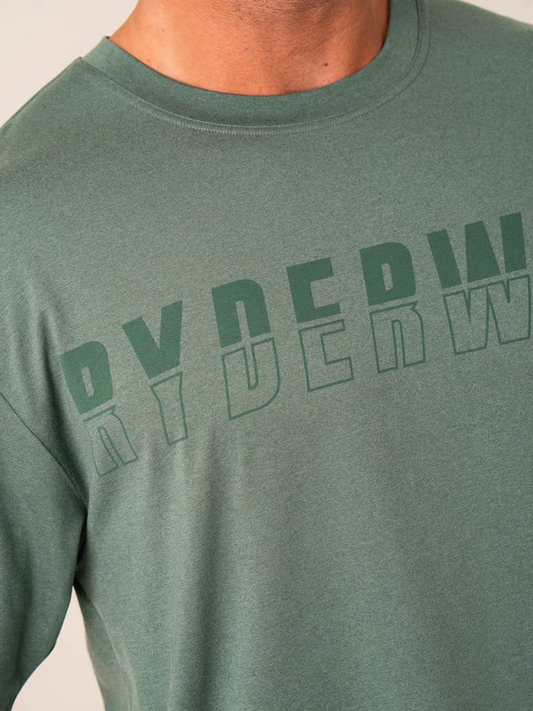 Soft Tech Oversized T-Shirt - Fern Green Marl - Ryderwear