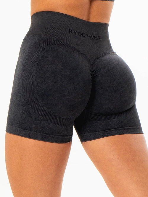 Stonewash Scrunch Seamless Shorts Black