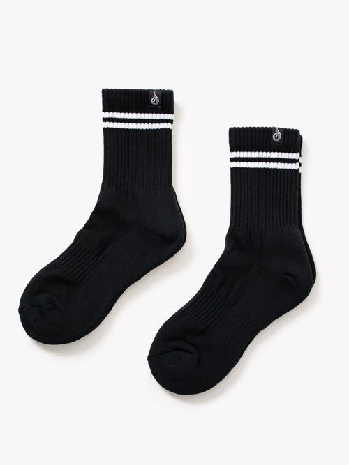 Stripe Crew Socks 2 Pack Black
