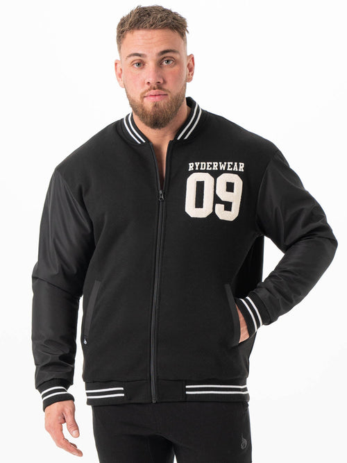 Varsity Bomber Jacket Black/Black