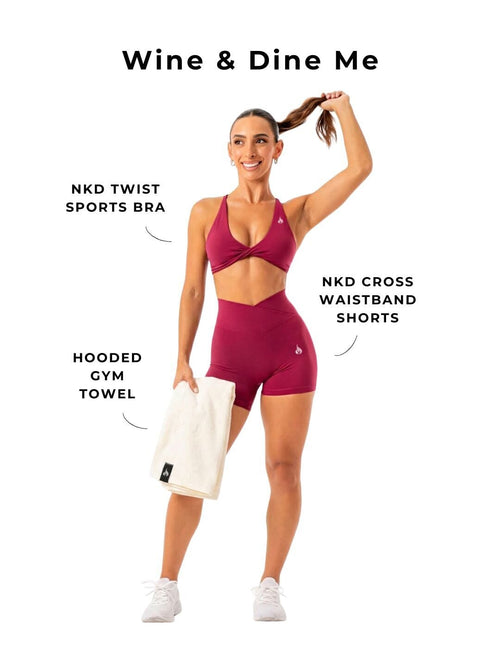Wine And Dine Me Sports Bra • Shorts • Gym Towel