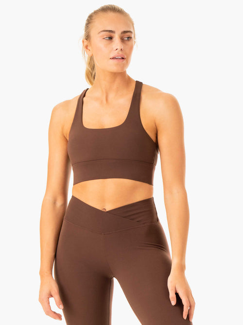 Flow Square Neck Sports Bra Chocolate