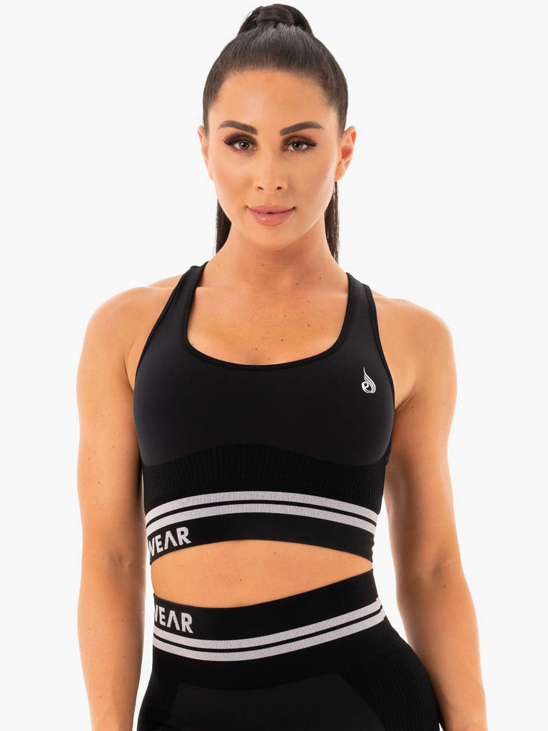 Freestyle Seamless Longline Sports Bra Black Ryderwear