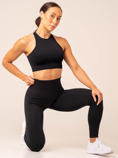 Lift Seamless High Neck Sports Bra Black