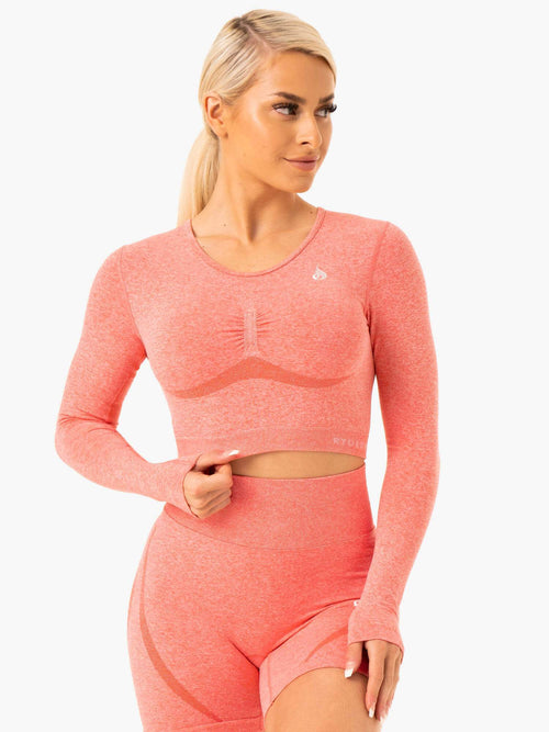 Staples Seamless Long Sleeve Top Peach Marl