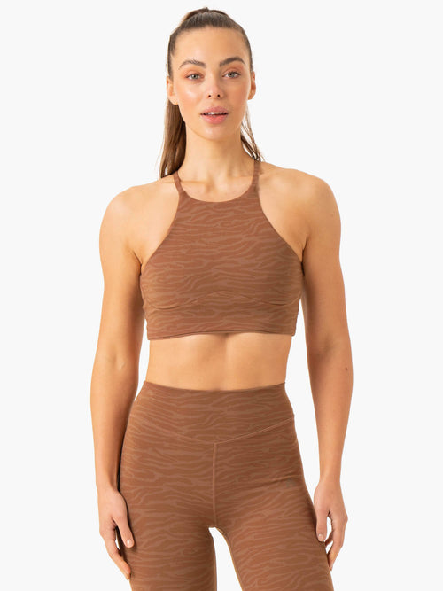 Transform Reversible Sports Crop Chocolate Zebra