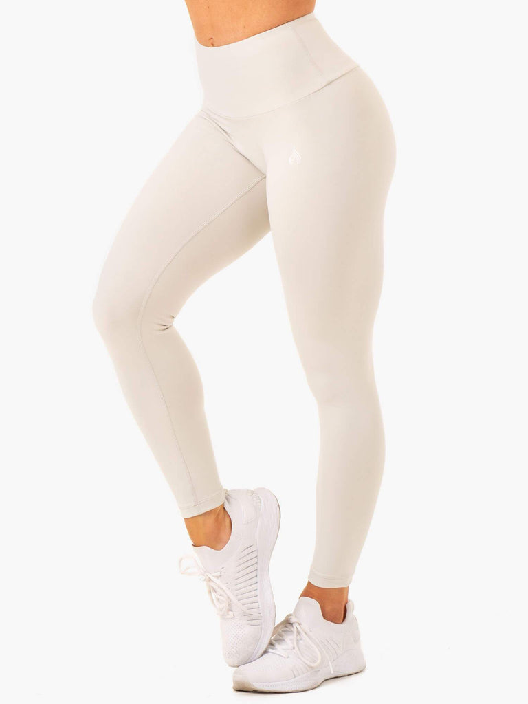 High Waisted Summer Scrunch Leggings (White Silver) – Fitness