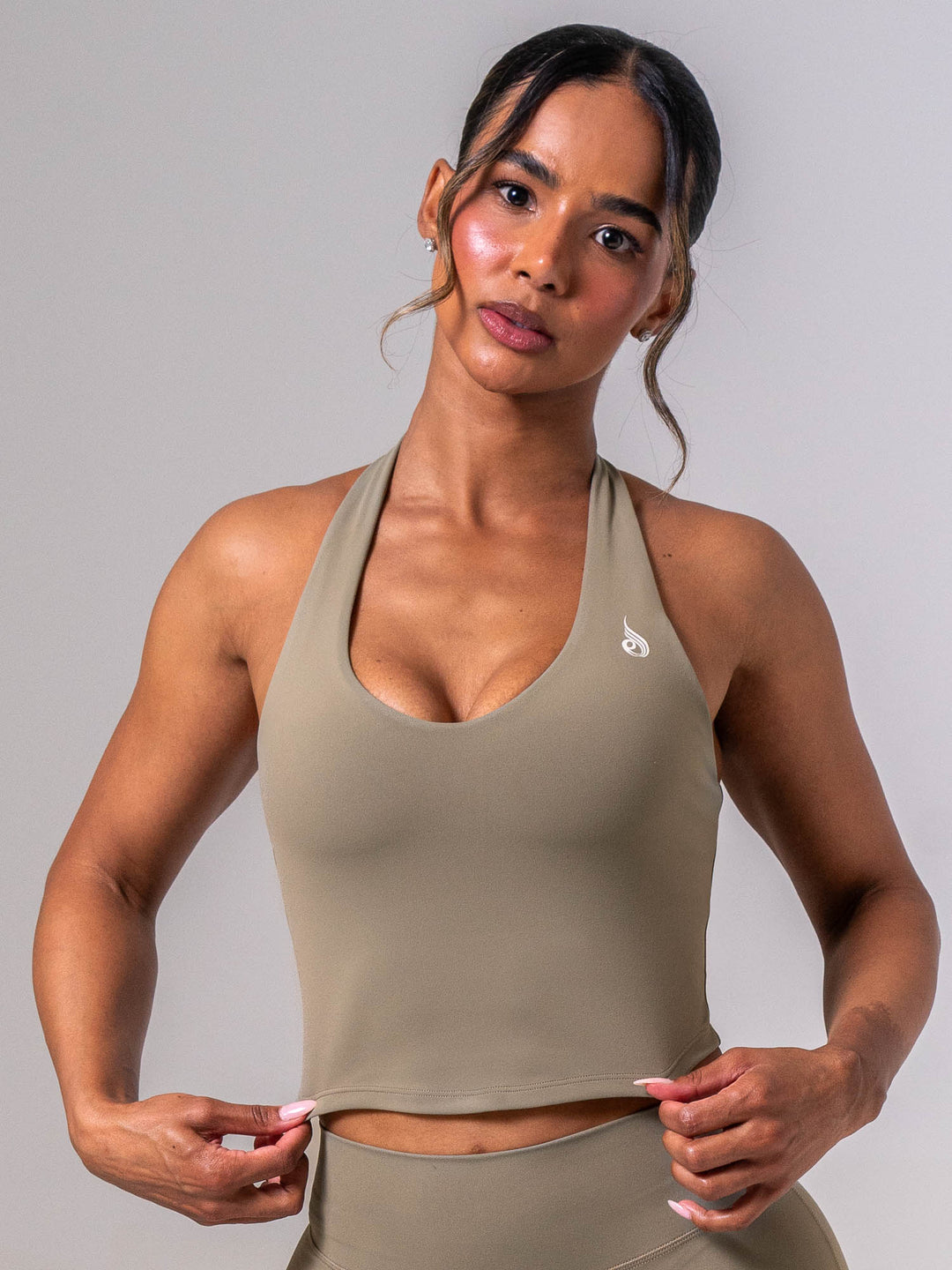 NKD Halter Shelf Tank - Dusty Olive