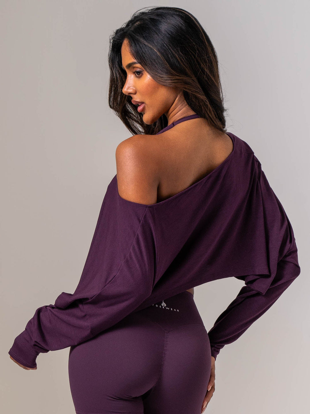 Slouchy Off Shoulder Top - Acai Berry