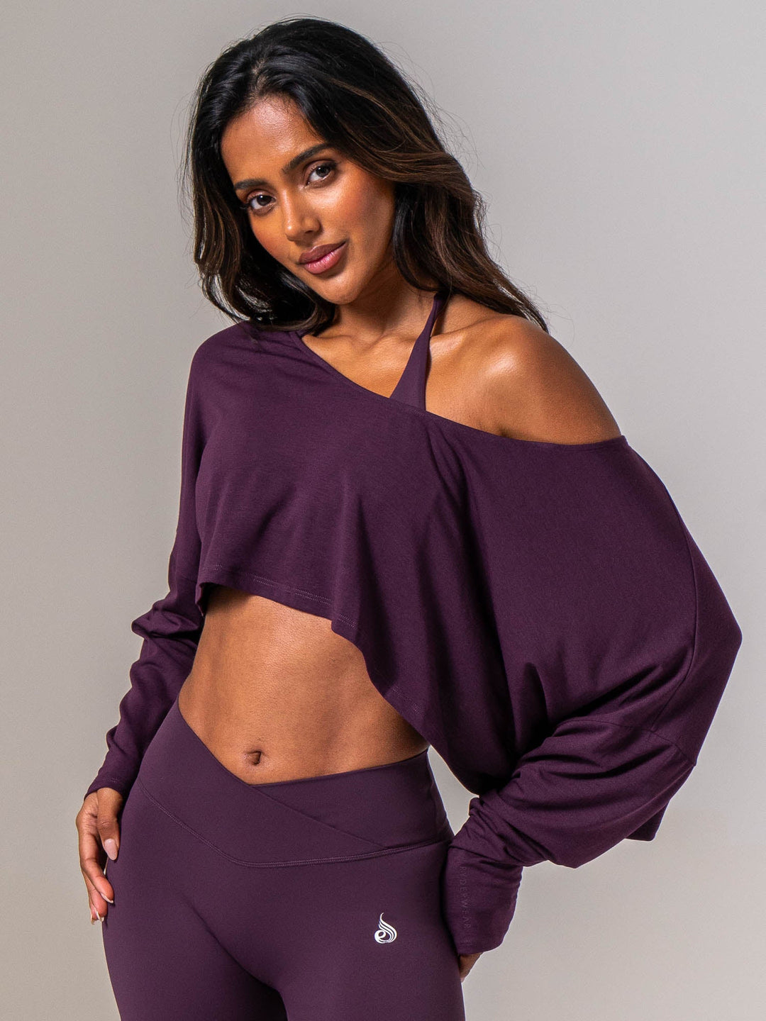 Slouchy Off Shoulder Top - Acai Berry