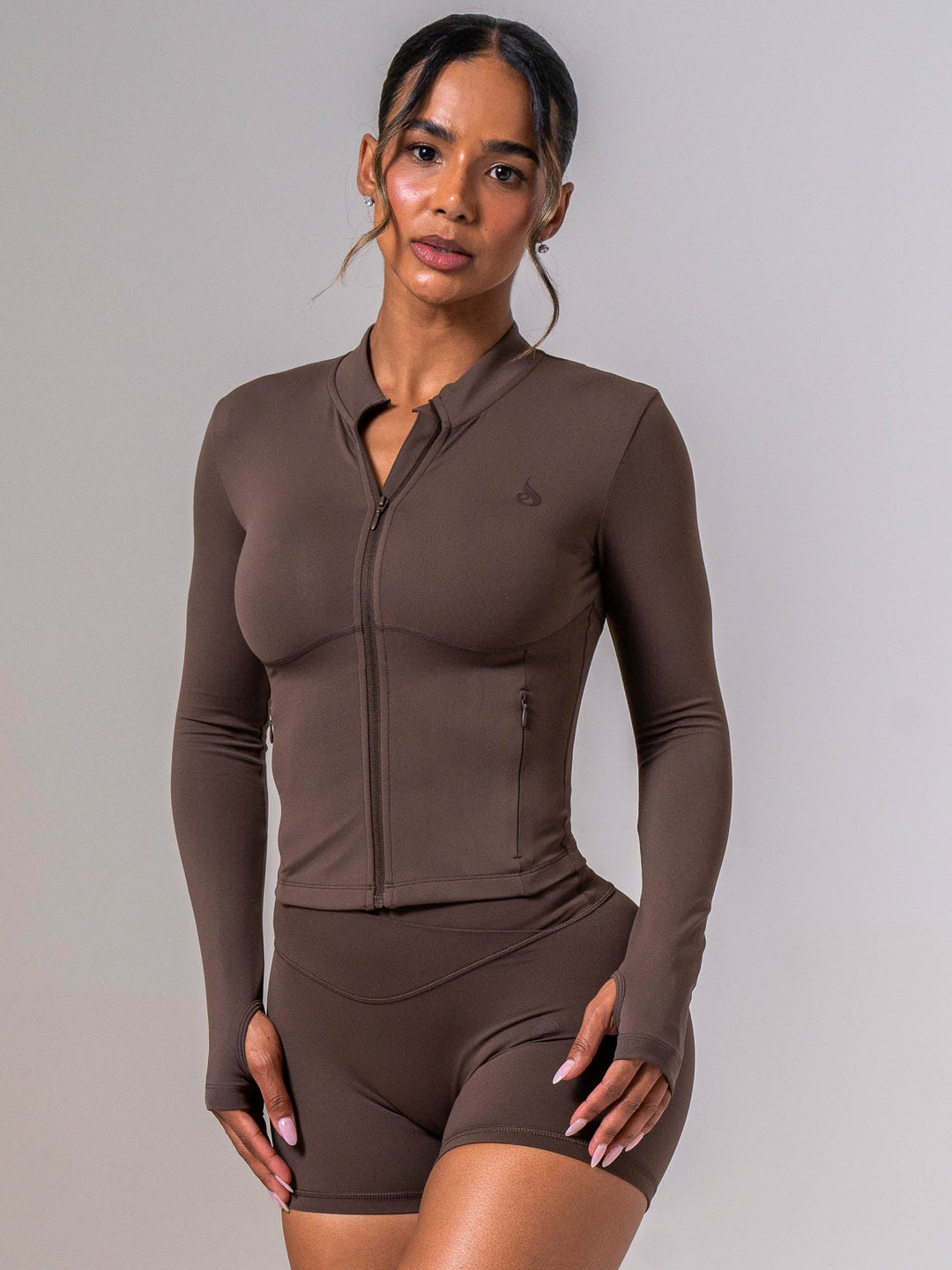 Cropped Zip Jacket - Espresso