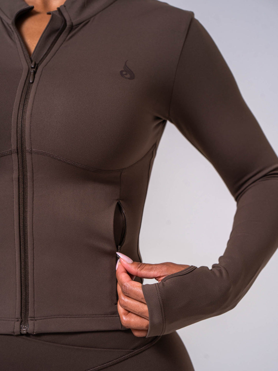 Cropped Zip Jacket - Espresso