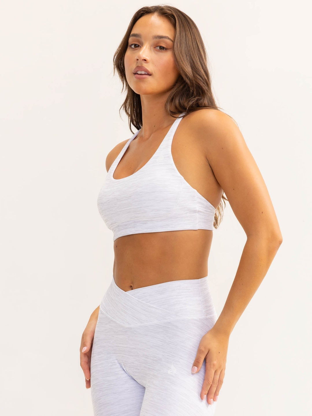 Activate Scoop Neck Sports Bra - Snow Grey Marl Clothing Ryderwear 