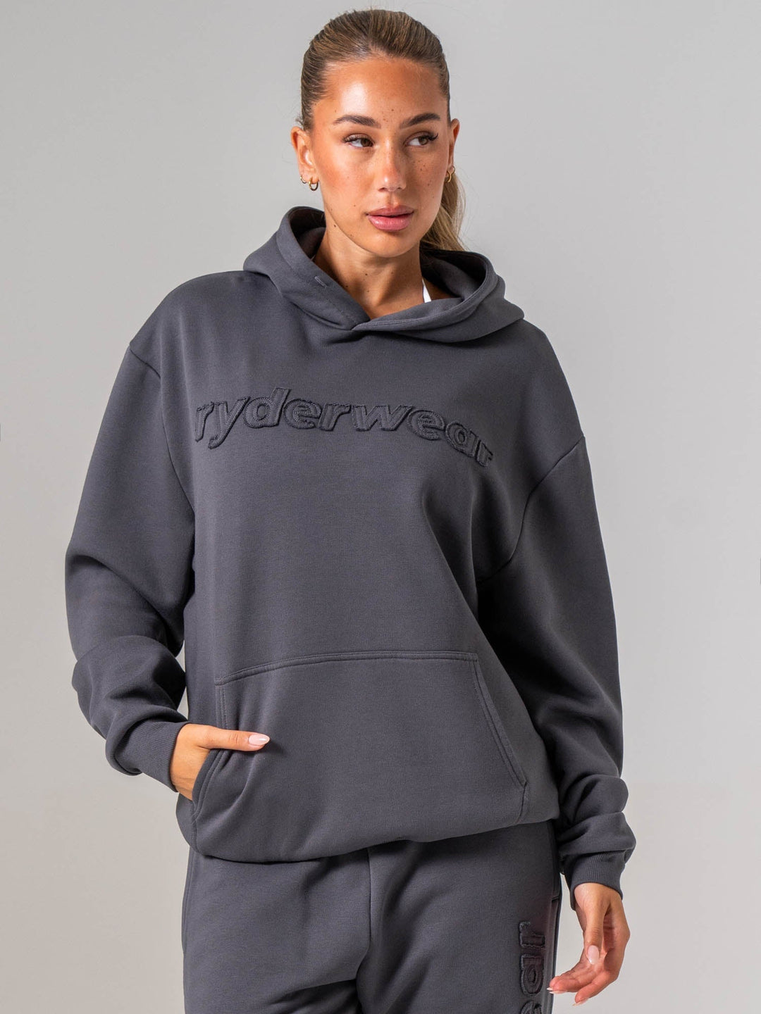 Applique Hoodie - Charcoal Clothing Ryderwear 