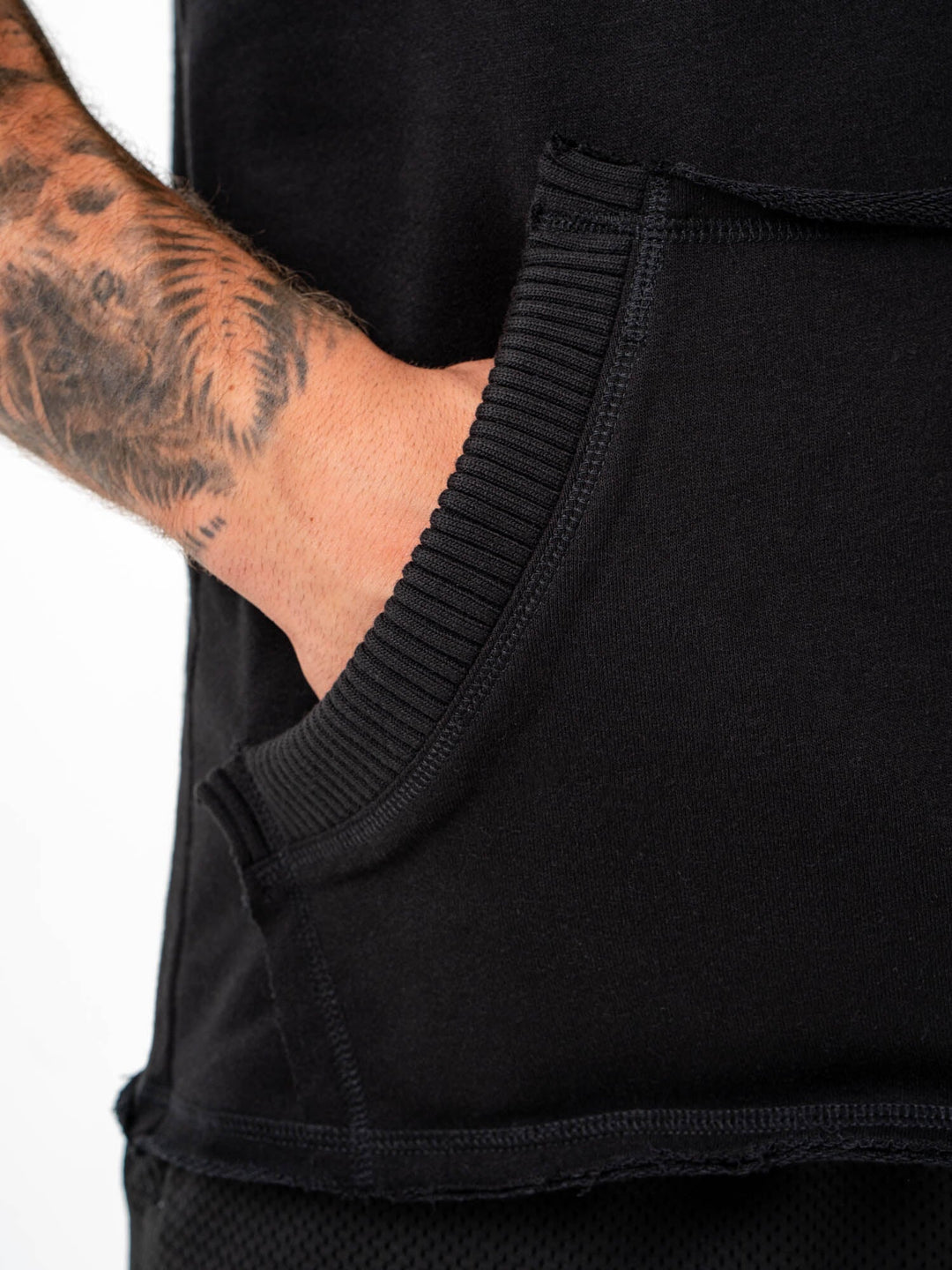Collegiate Sleeveless Hoodie - Black Clothing Ryderwear 