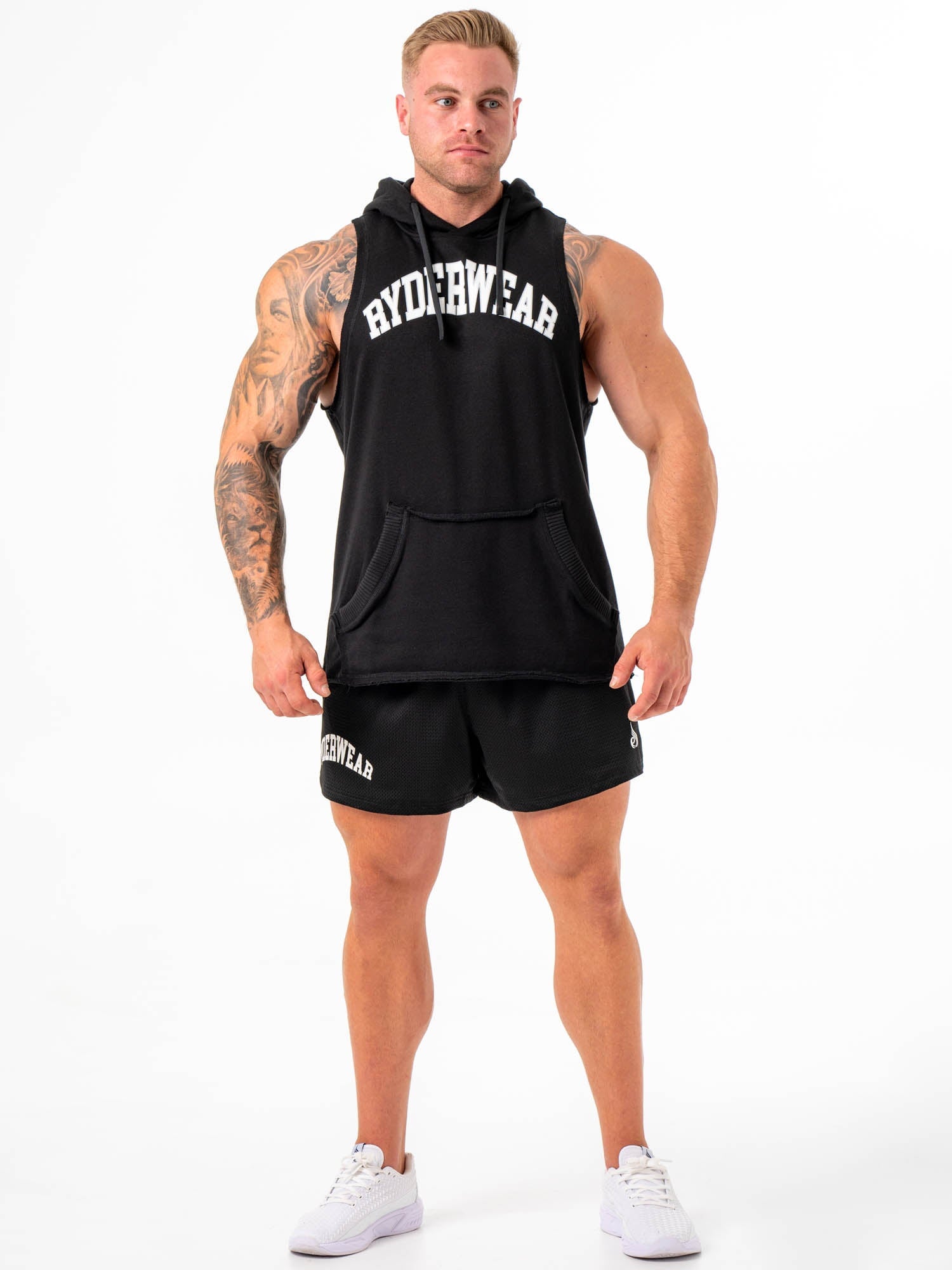 Collegiate Sleeveless Hoodie - Black - Ryderwear