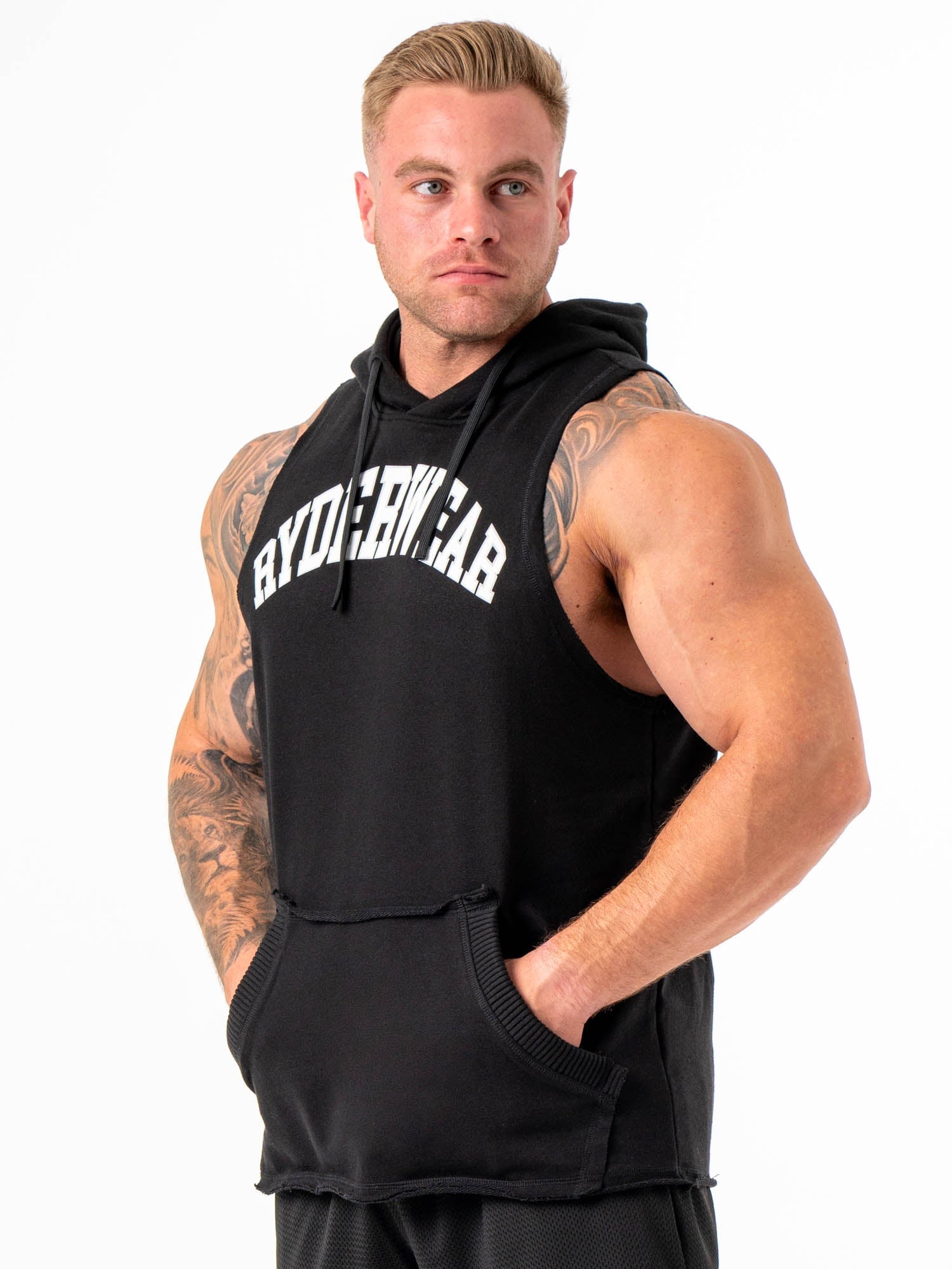Collegiate Sleeveless Hoodie - Black - Ryderwear