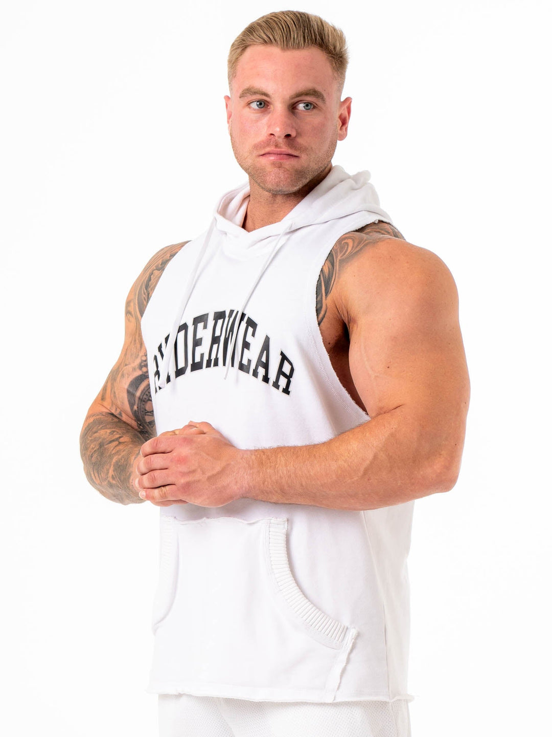 Collegiate Sleeveless Hoodie - White Clothing Ryderwear 