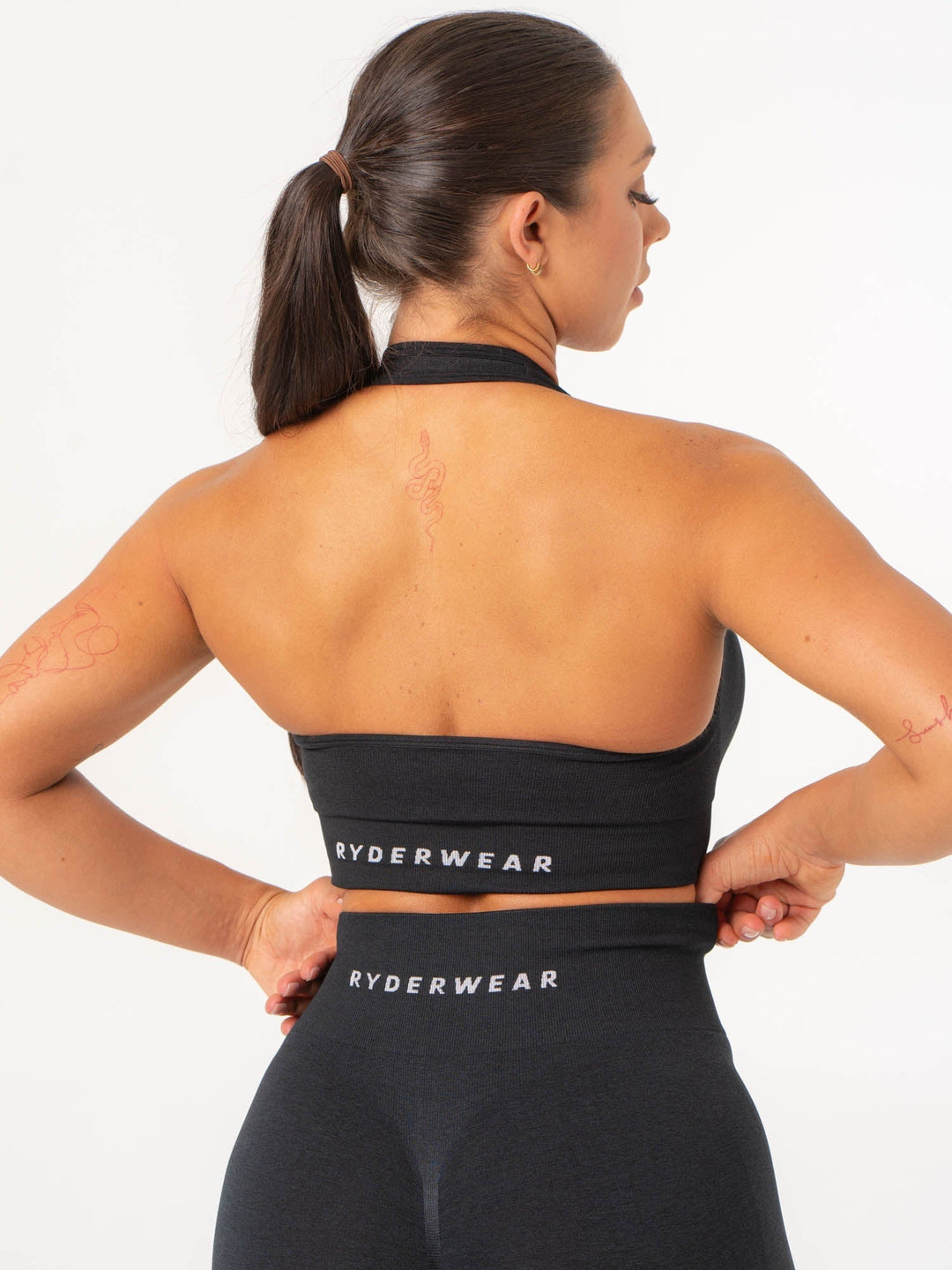 Contour Halter Bra - Black Marl - Ryderwear Contour Halter Bra - Black Marl - Ryderwear