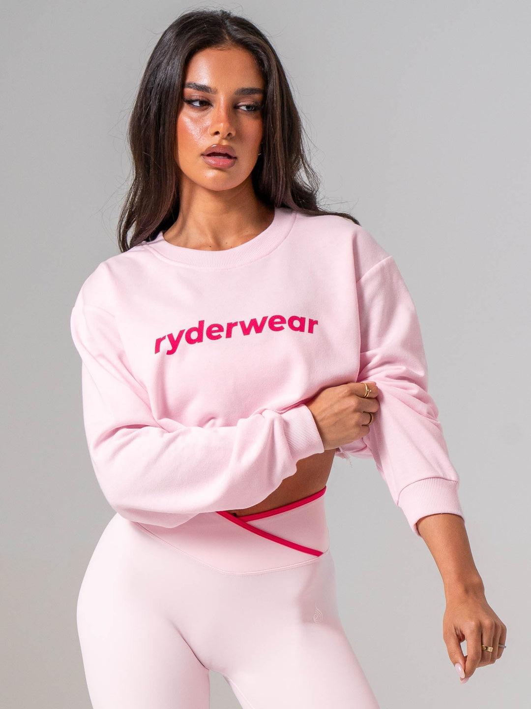 Contrast Cropped Sweater - Pink On Pink Clothing Ryderwear 