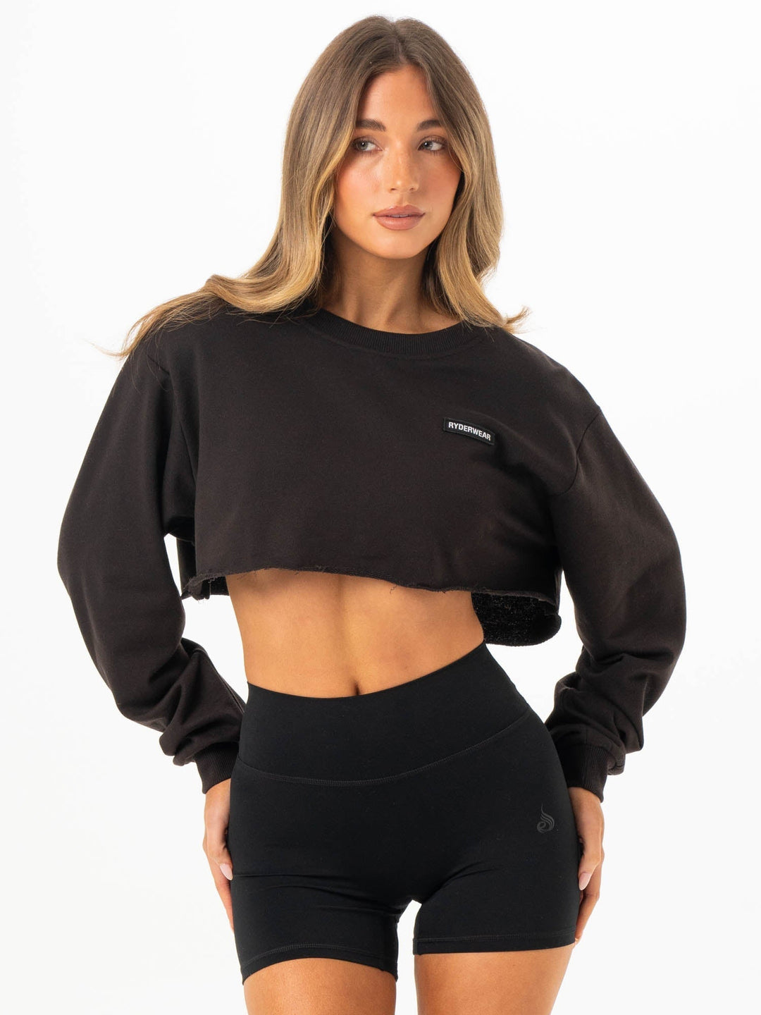 Cropped Sweater - Washed Black Clothing Ryderwear 