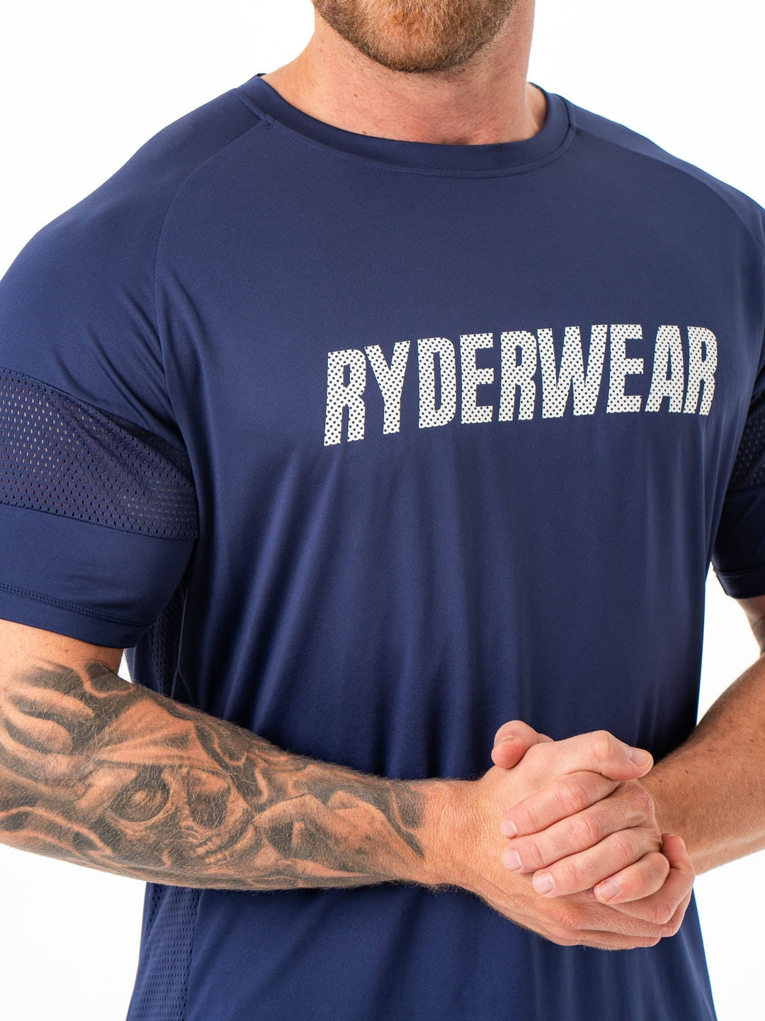 Flex Mesh T-Shirt -Navy Clothing Ryderwear 