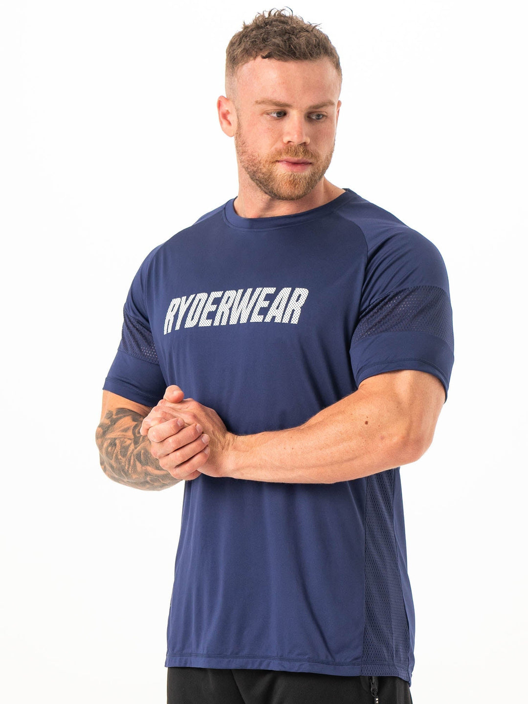Flex Mesh T-Shirt -Navy Clothing Ryderwear 