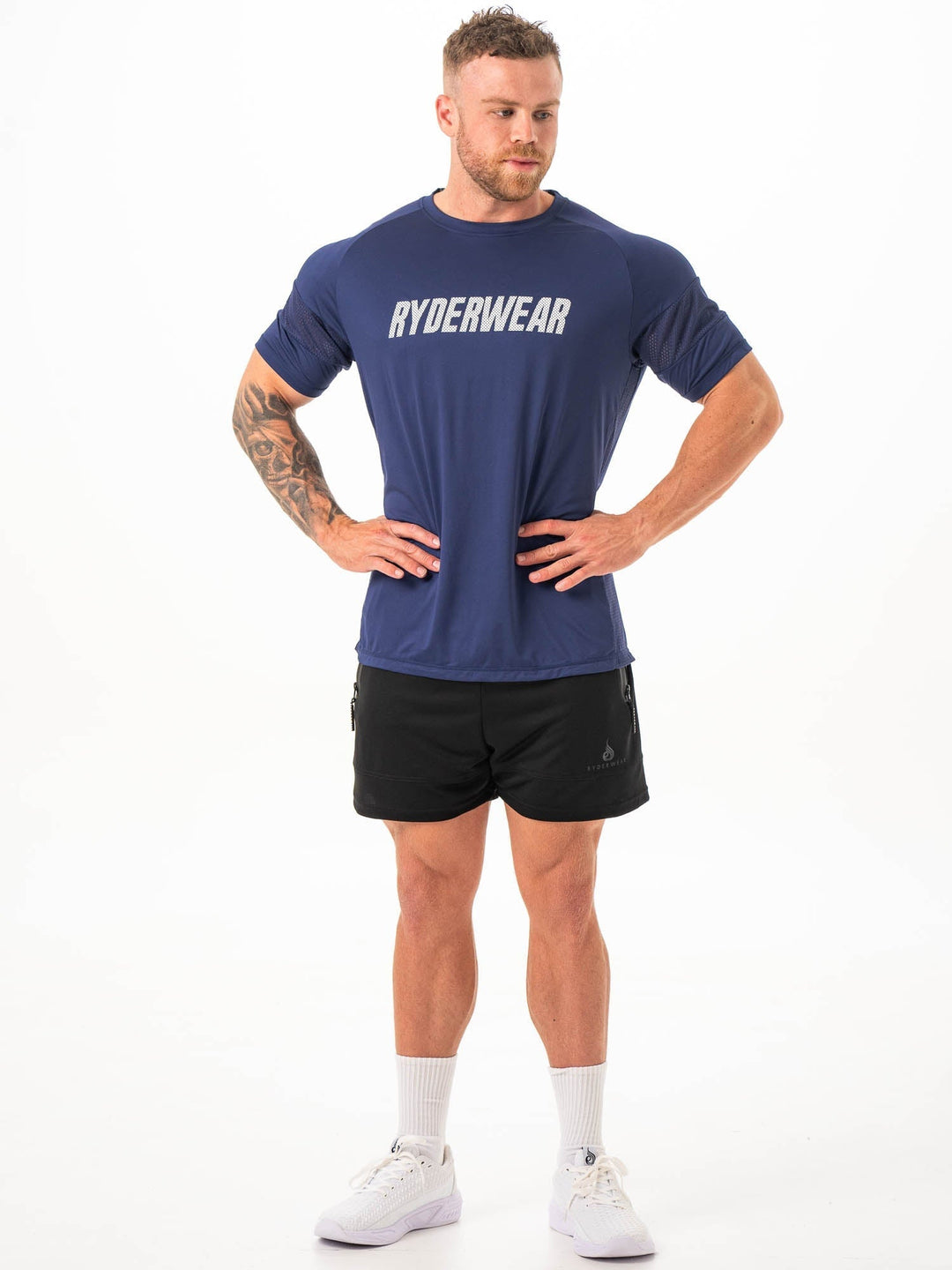 Flex Mesh T-Shirt -Navy Clothing Ryderwear 