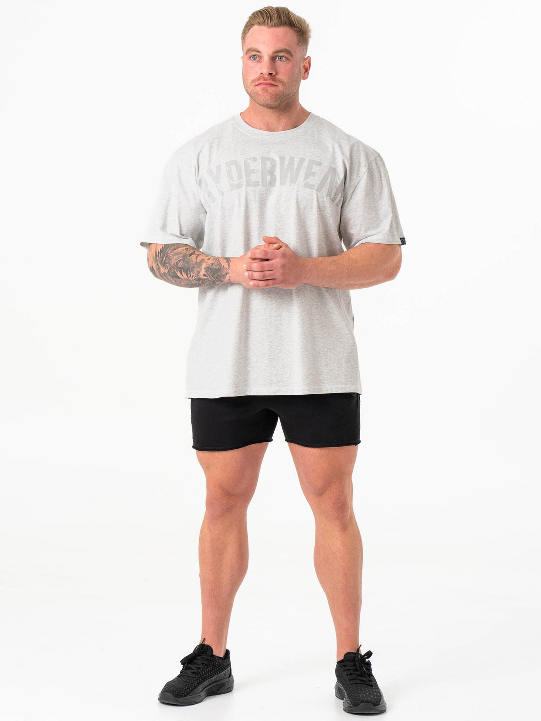 Force Oversized T-Shirt - Chalk Grey Marl Clothing Ryderwear 
