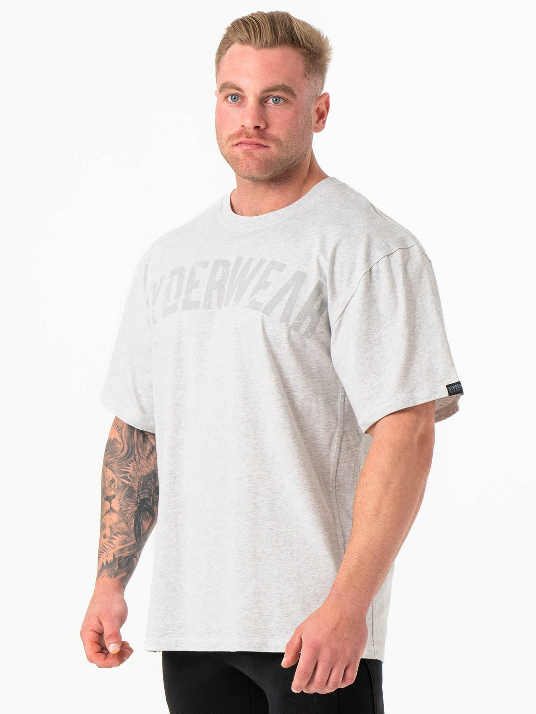 Force Oversized T-Shirt - Chalk Grey Marl Clothing Ryderwear 
