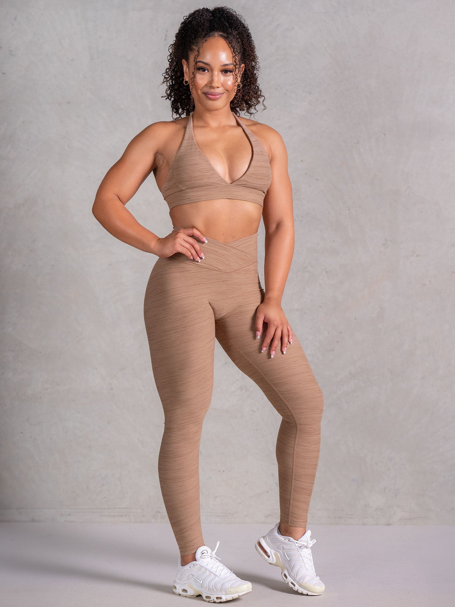 Icon Cross Over Scrunch Leggings - Mocha Marl - Ryderwear