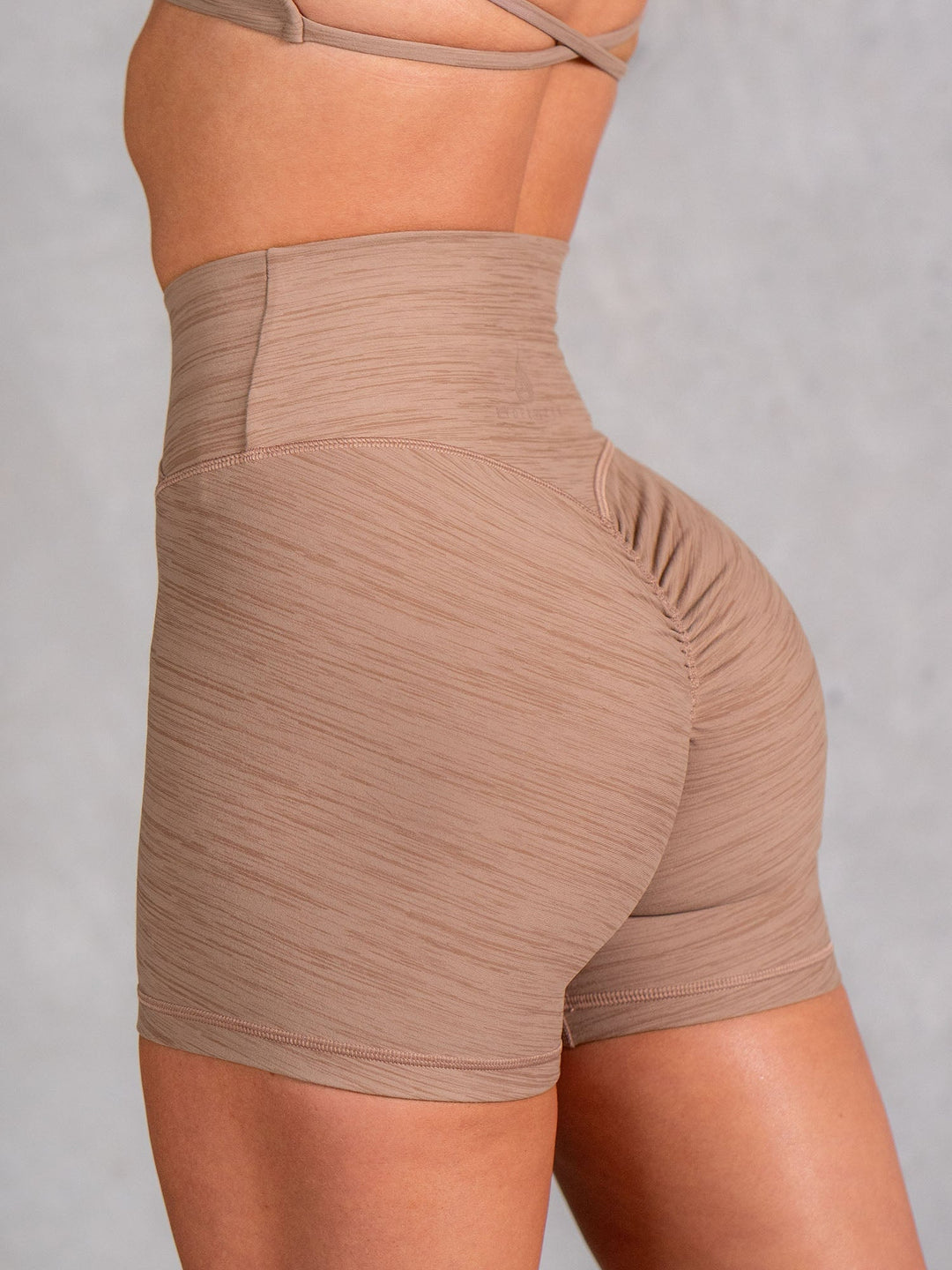 Icon Cross Over Scrunch Shorts - Mocha Marl Clothing Ryderwear 