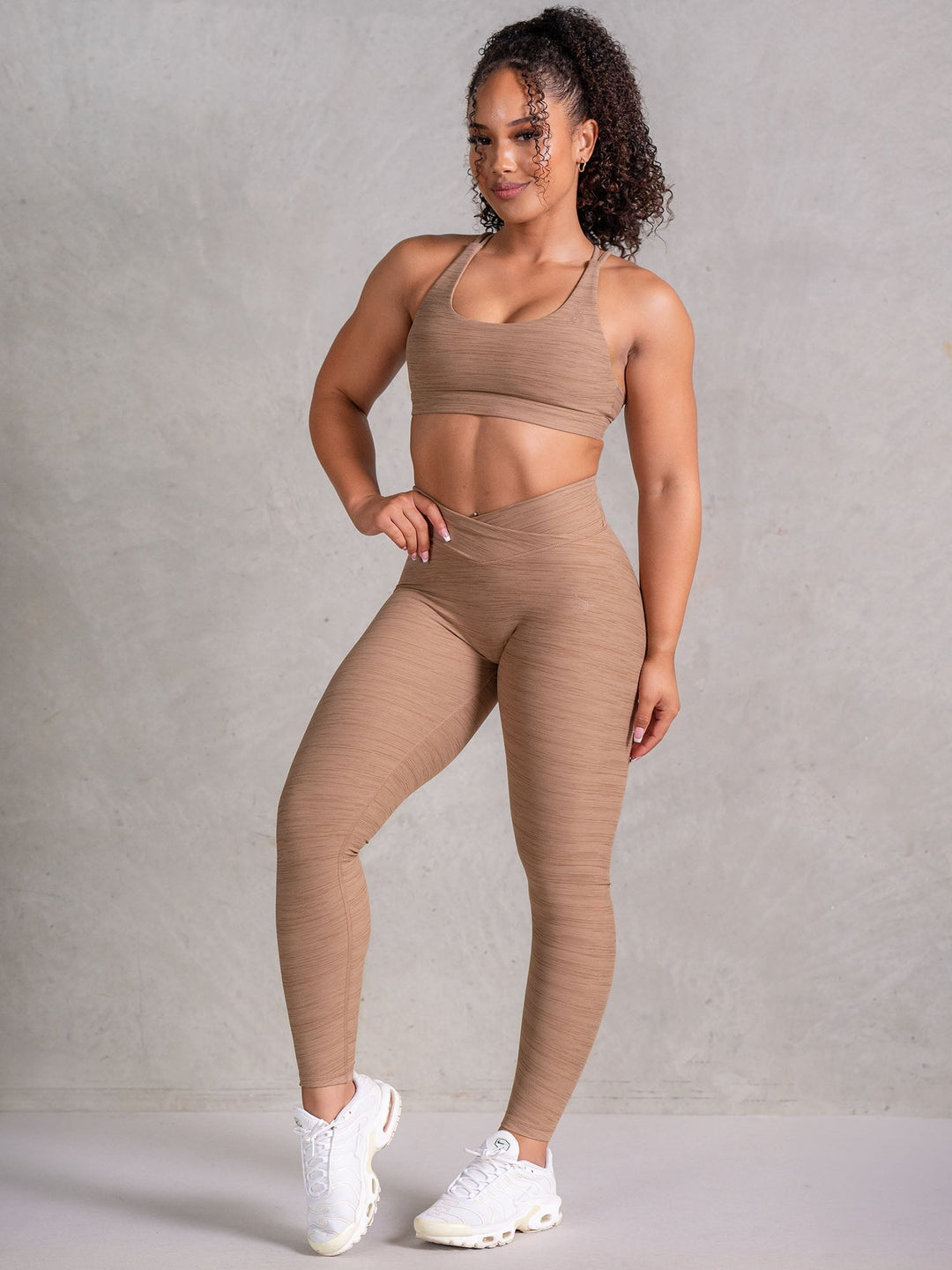 Icon Scoop Neck Sports Bra - Mocha Marl Clothing Ryderwear 