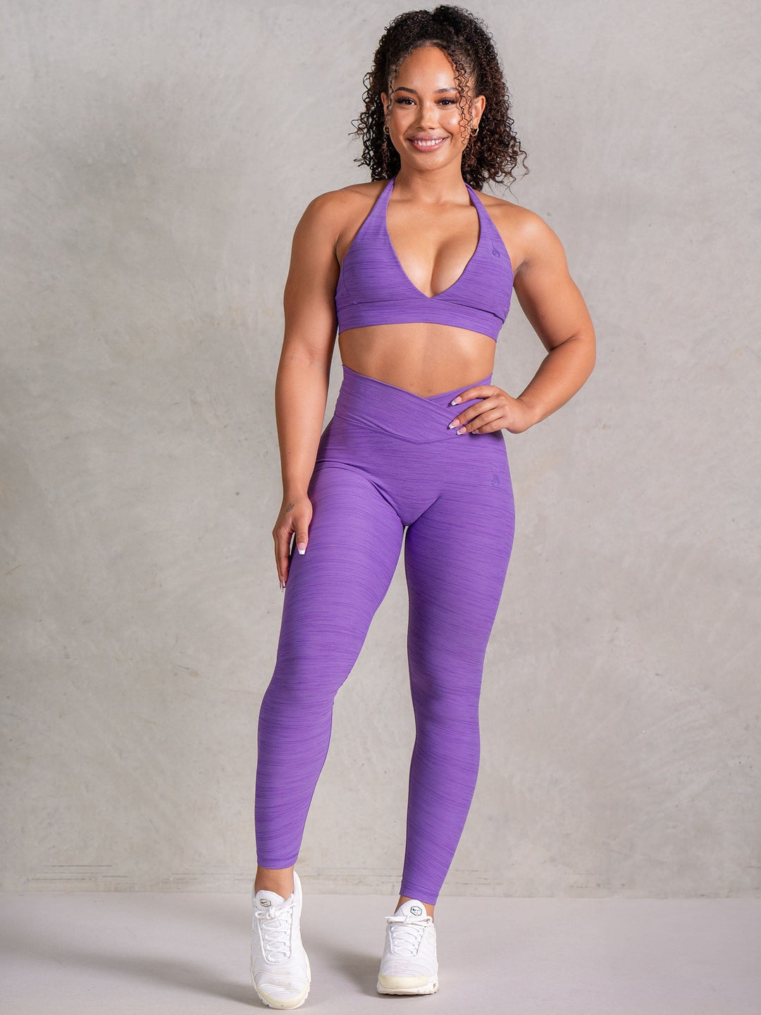 Icon V Neck Sports Bra - Violet Marl Clothing Ryderwear 