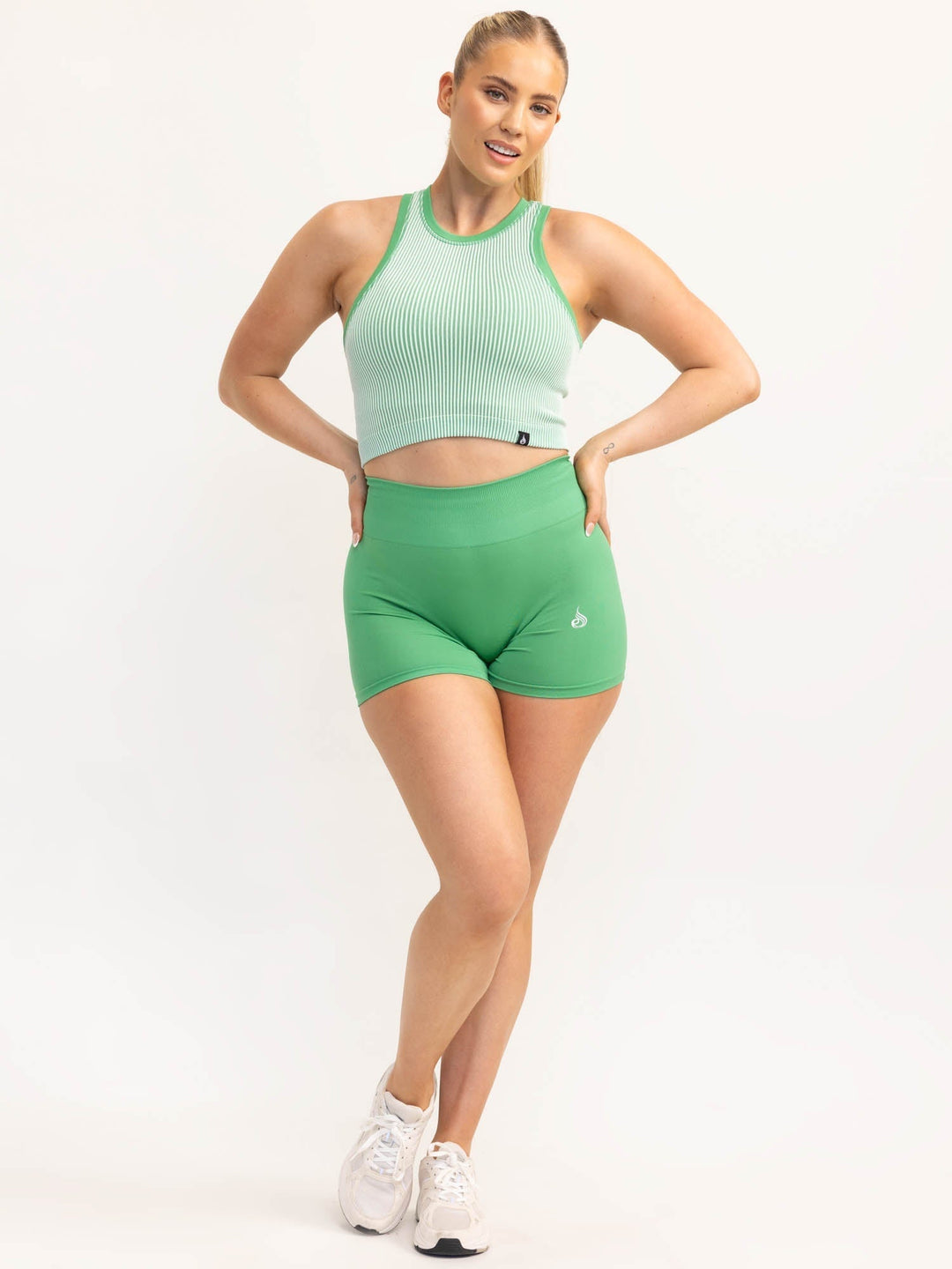 Lift 2.0 Rib Seamless Tank - Apple Green/White Clothing Ryderwear 