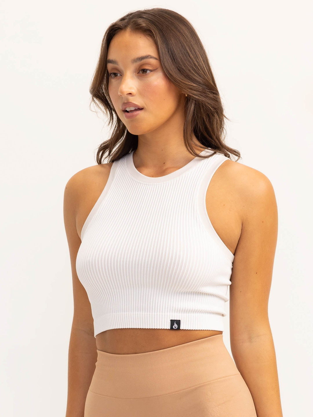 Lift 2.0 Rib Seamless Tank - White/Nude Clothing Ryderwear 