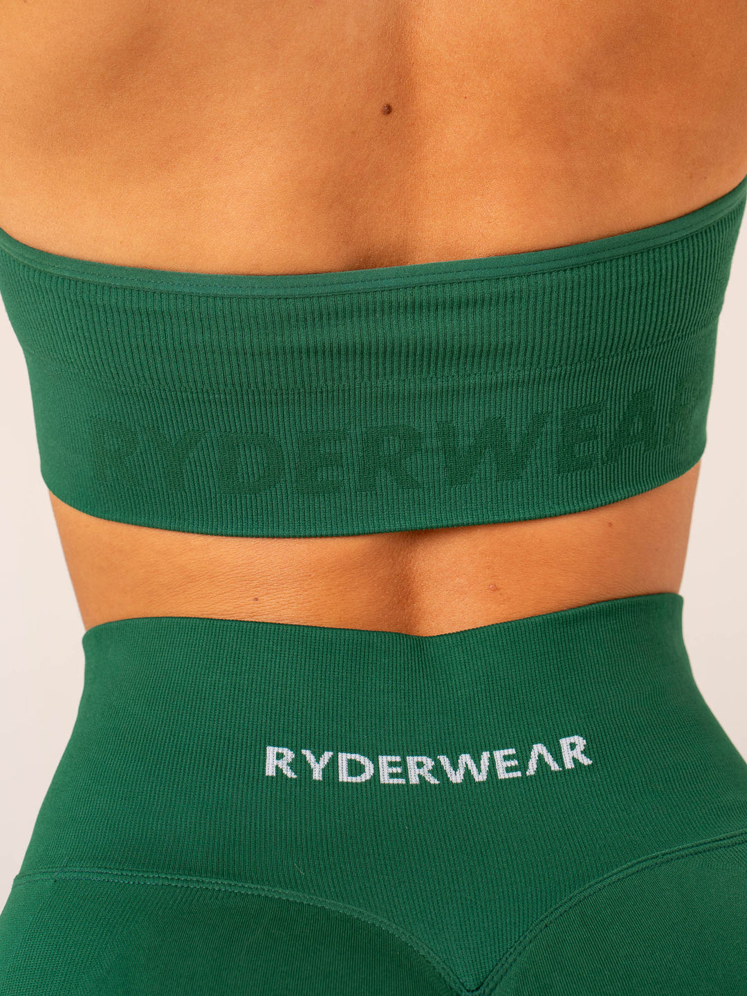 Lift Rib Seamless Halter Sports Bra - Emerald Clothing Ryderwear 