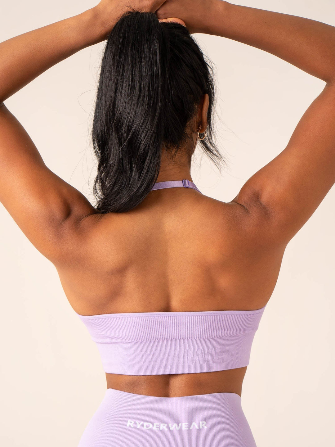 Lift Rib Seamless Halter Sports Bra - Lavender Clothing Ryderwear 