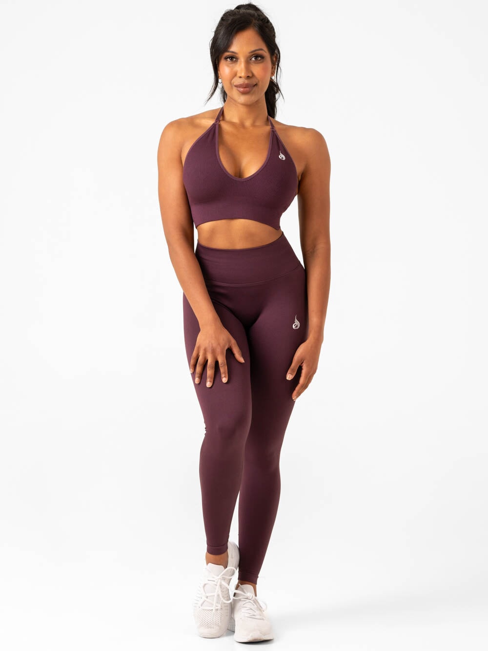 Lift Rib Seamless Halter Sports Bra - Plum Clothing Ryderwear 
