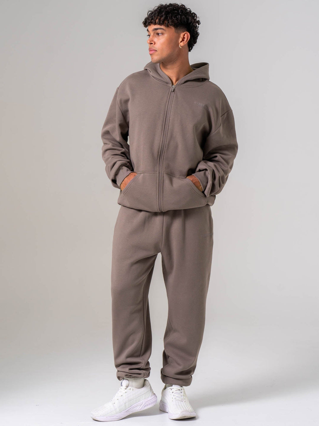 Mens Track Jacket - Deep Taupe Clothing Ryderwear 