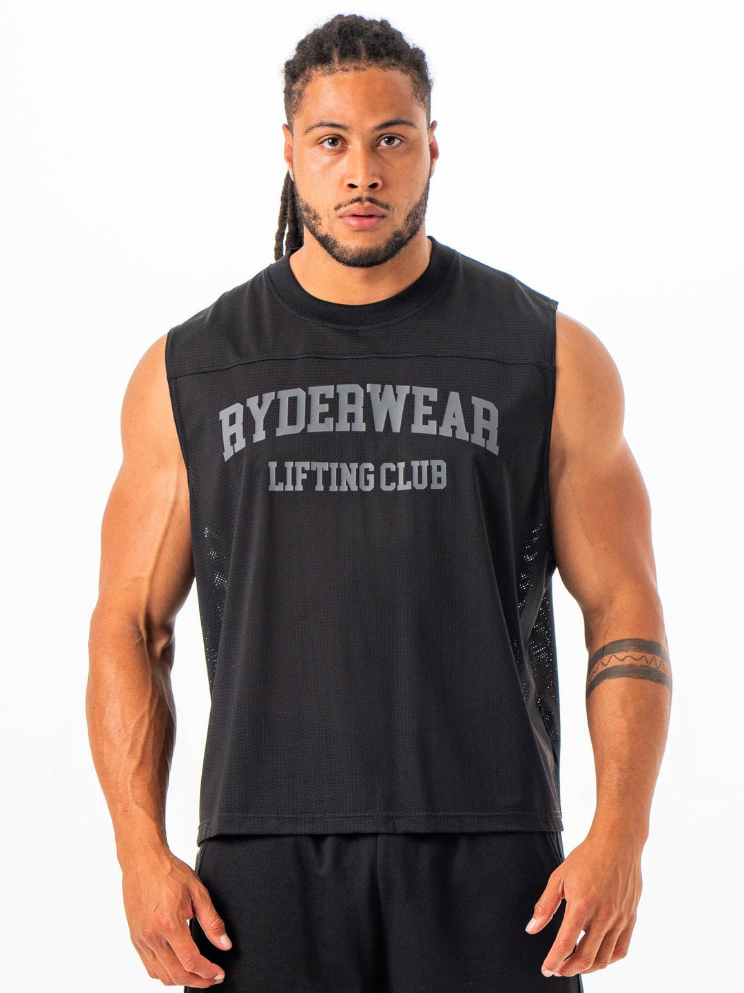 Mesh Flex Muscle Tank - Black Clothing Ryderwear 