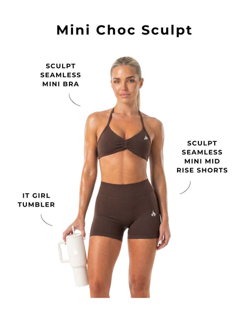 Mini Choc Sculpt Surprise Sports Bra • Shorts • Tumbler